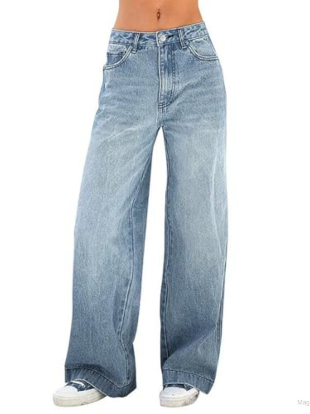 Wide Leg Baggy Jeans Y2K Mid Waist Distressed Vintage Denim